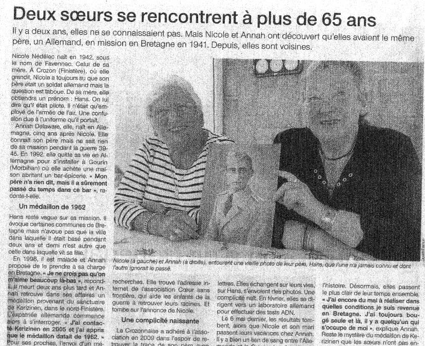 Deux soeurs se rencontrent à plus de 65 ans