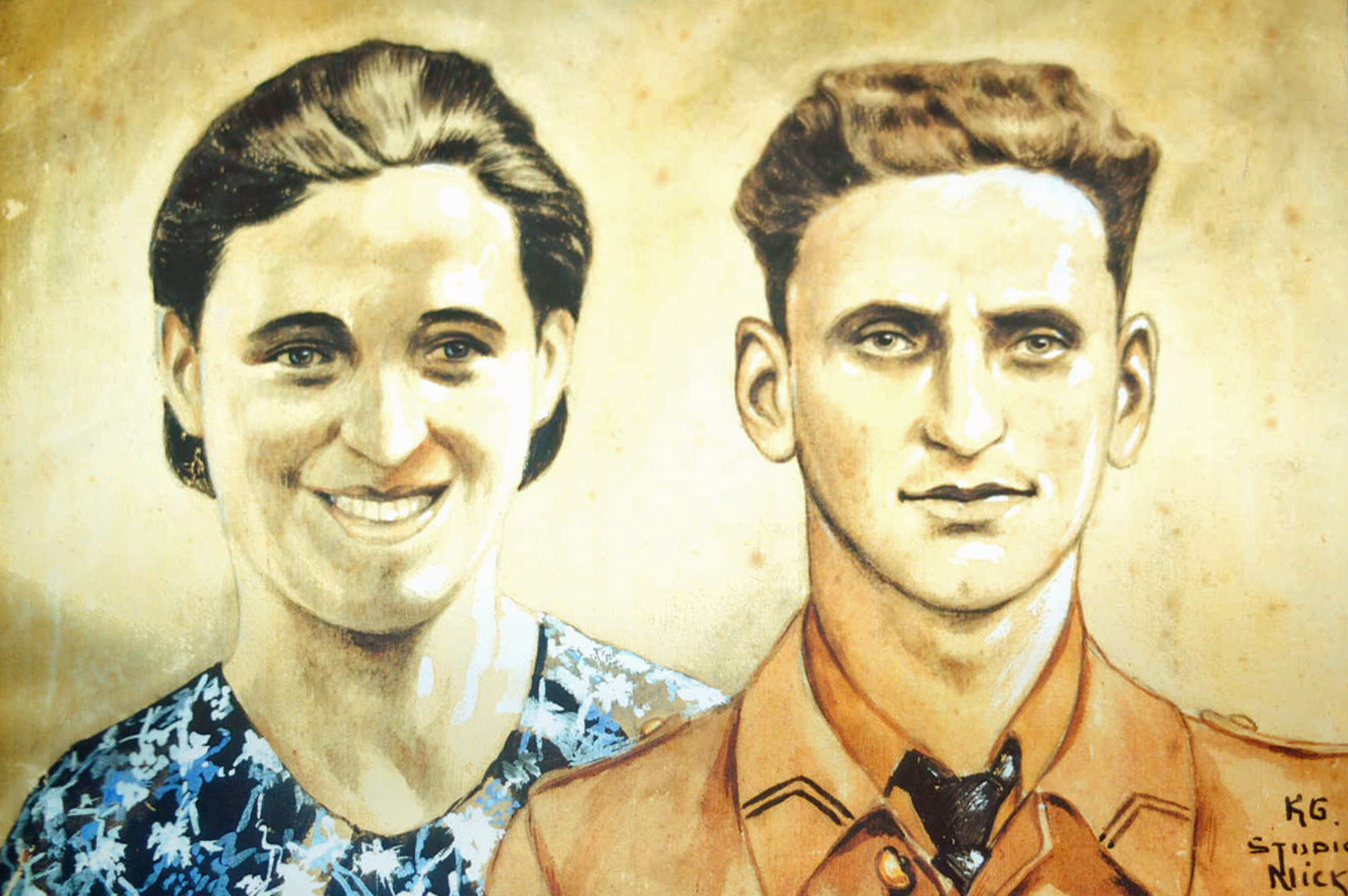 Jacob et sa femme française : portrait peint au Stalag d’après une photo